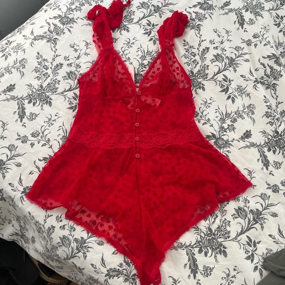 Elegant Red Lace Teddy